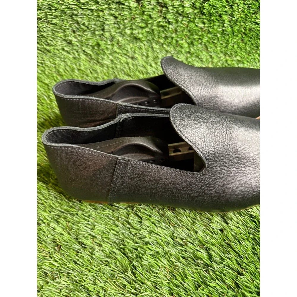 OSAY La Man in Black Loafer Black Grain Leather Handmade Slip‎ On Shoes Mens 43
